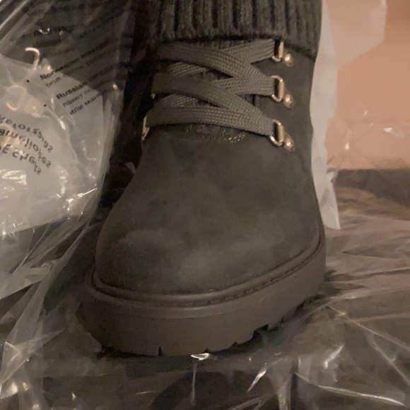 Justfab BLACK or GRAY Ankle Boots with Sweater Cuff - Picture 13 of 15